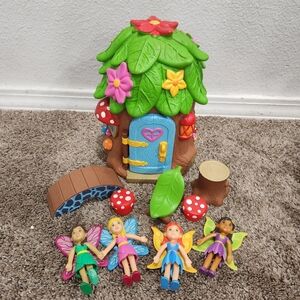 Lakeshore Learning Fairy Land Tree House Mushroom Garden  with 4 Fairies